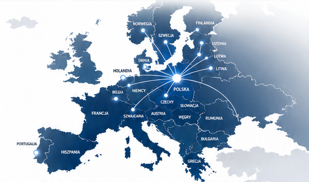 Mapa dystrybucji VERTAG w Europie